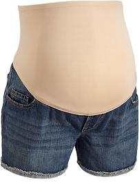 Maternity Smooth-Panel Cut-Off Denim Shorts (3")