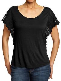 Women's Lace Flutter-Sleeve Dolman Tops