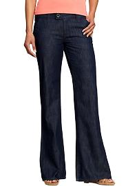 Women's Buttoned Denim-Trouser Pants