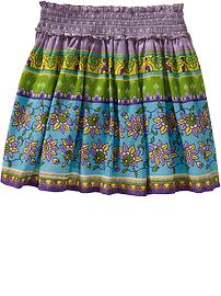 Girls Printed Smocked-Waist Skirts