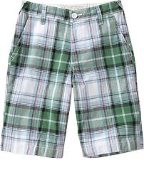 Boys Plaid Plain-Front Shorts