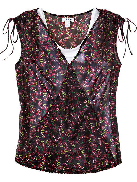 Old Navy Womens Floral Chiffon Wrap Shirt