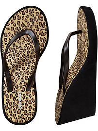 Women's Printed Mid-Wedge Flip-Flops