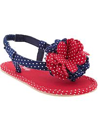 Floral-Applique Polka-Dot Sandals for Baby