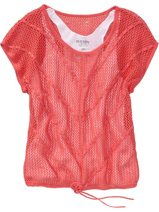 Crochet Mesh Chevron Sweater     Item#:627067012