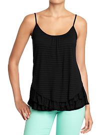 Women's Asymmetrical Striped-Burnout Tanks