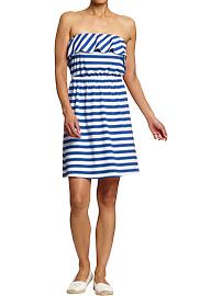 Women's Striped Ruffle-Tube Dresses