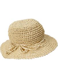 Metallic Flat-Top Straw Hats for Baby
