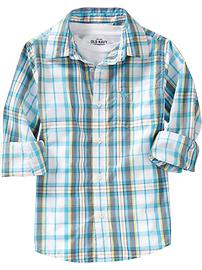 Boys Long-Sleeve Plaid Icon Shirts