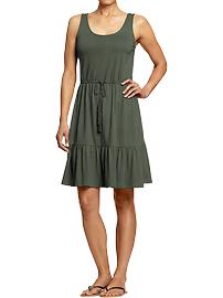 Women's Belted-Tassel Skirted-Tank Dresses