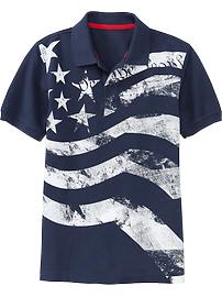 Boys Flag-Graphic Pique Polos