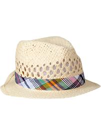 Mixed-Weave Raffia Straw Hats for Baby