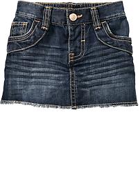 Raw-Edge Distressed Denim Skirts for Baby