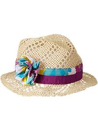 Open-Weave Straw Fedoras for Baby