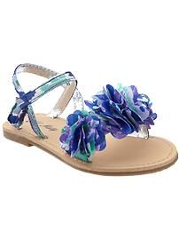 Chiffon Floral-Applique Sandals for Baby