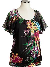 Maternity Chiffon Flutter-Sleeve Blouses