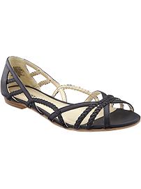 Women's Braided Peep-Toe Flats
