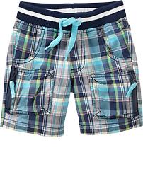 Mixed-Madras Drawstring Shorts for Baby