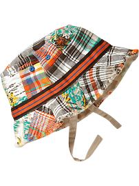 Mixed-Print Patchwork Bucket Hats for Baby