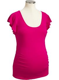 Maternity Flutter-Sleeve Tie-Back Tops