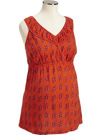 Maternity Ruched V-Neck Sleeveless Tops