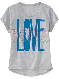 Girls Rolled-Sleeve Graphic Tees