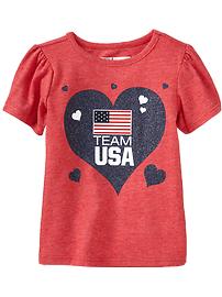 "Team USA" Glitter-Flag Tees for Baby