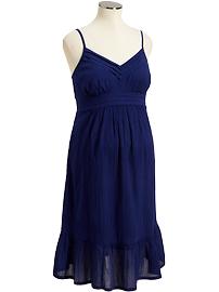 Maternity Pleated V-Neck Gauze Dresses