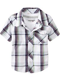Plaid-Dobby Western Shirts for Baby