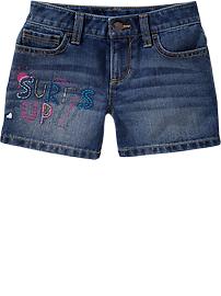 Girls Doodle-Graphic Denim Shorts