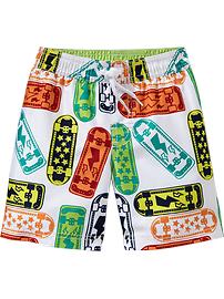 Skateboard-Print Swim Trunks for Baby