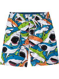 Neon Shark-Print Trunks for Baby