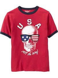 Boys "USA All the Way" Skull Tees