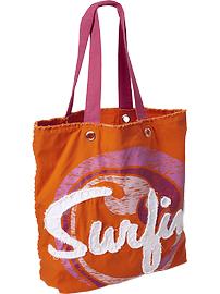 Women's Canvas-Applique Beach Totes