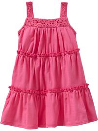 Tiered Crochet-Yoke Ruffle Dresses for Baby