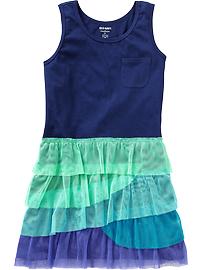 Girls Tulle-Tiered Tank Dresses