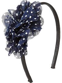 Girls Polka-Dot Tulle-Flower Headbands