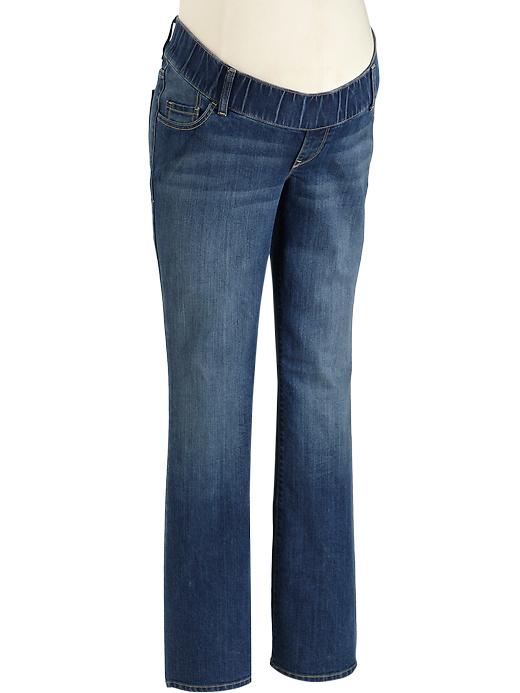 View large product image 1 of 2. Maternity Woven-Waist Boot-Cut Jeans