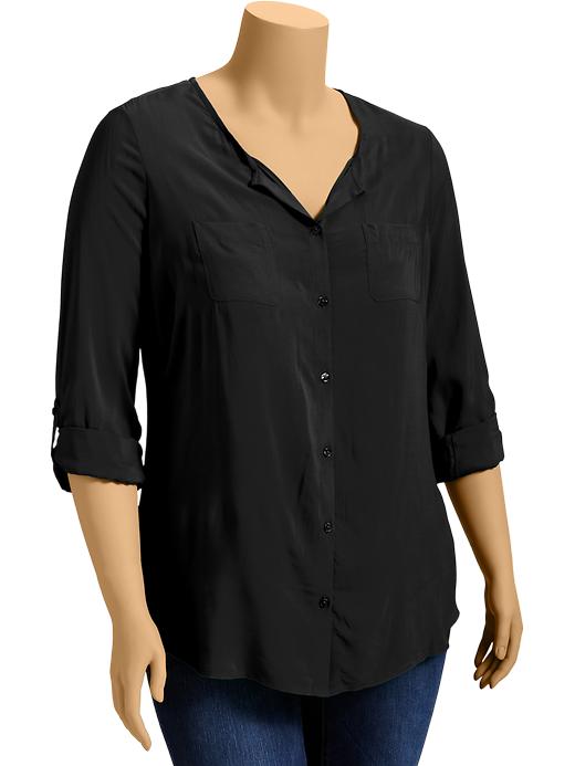 Old Navy Womens Plus Roll Sleeve Crepe Blouses