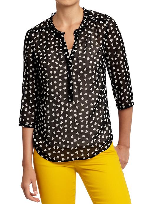 Old Navy Womens Icon Print Chiffon Blouses