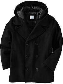 Boys Wool-Blend Hooded Pea Coats
