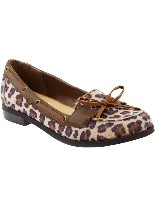 Old Navy Womens Faux Fur Animal Print Loafers