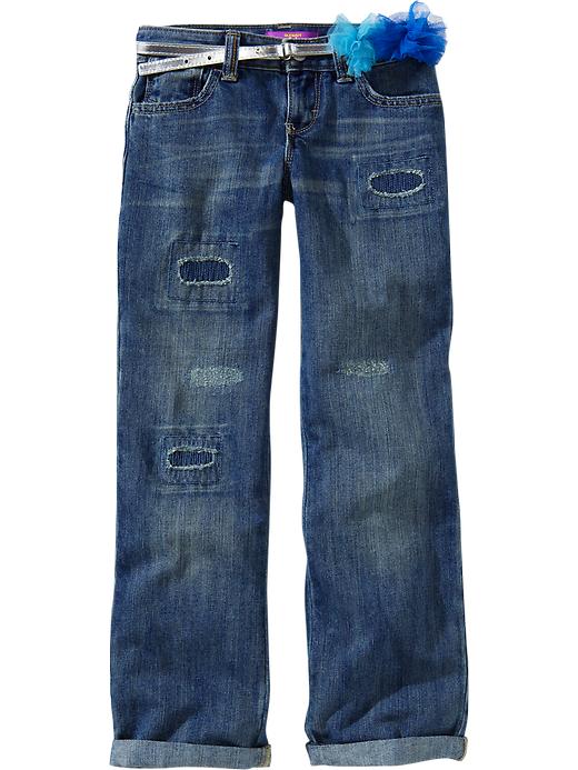 Old Navy Girls Rosette Belt Boyfriend Jeans