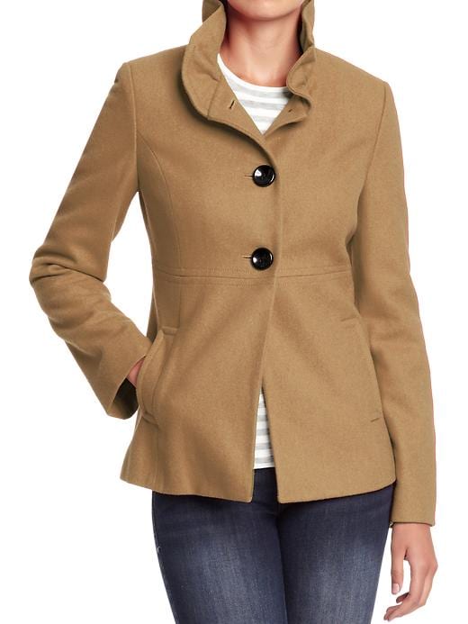Old Navy Womens Ruffle Collar Wool Blend Coats