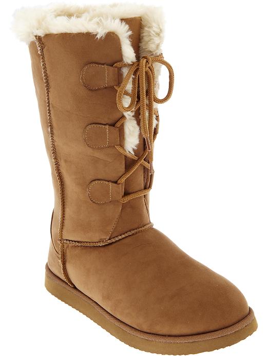 Old Navy Womens Faux Suede Lace Up Boots