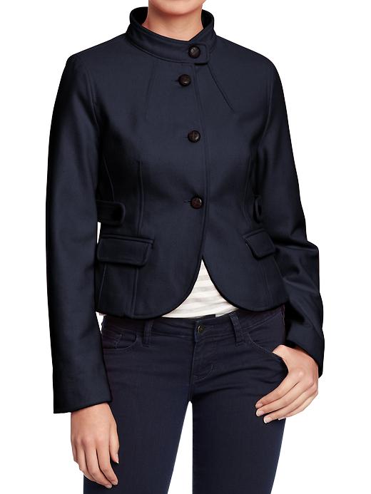 Old Navy Womens Cropped Wool Blend Mock Neck Coats
