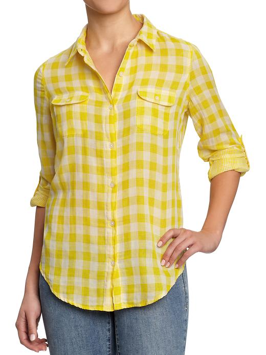 Old Navy Womens Plaid Double Weave Boyfriend Tunics