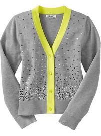 Girls Sequined Neon-Trim Cardis