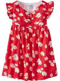 Floral Chevron-Pleat Dresses for Baby