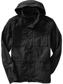 Men's Hooded Military-Style Canvas Jackets